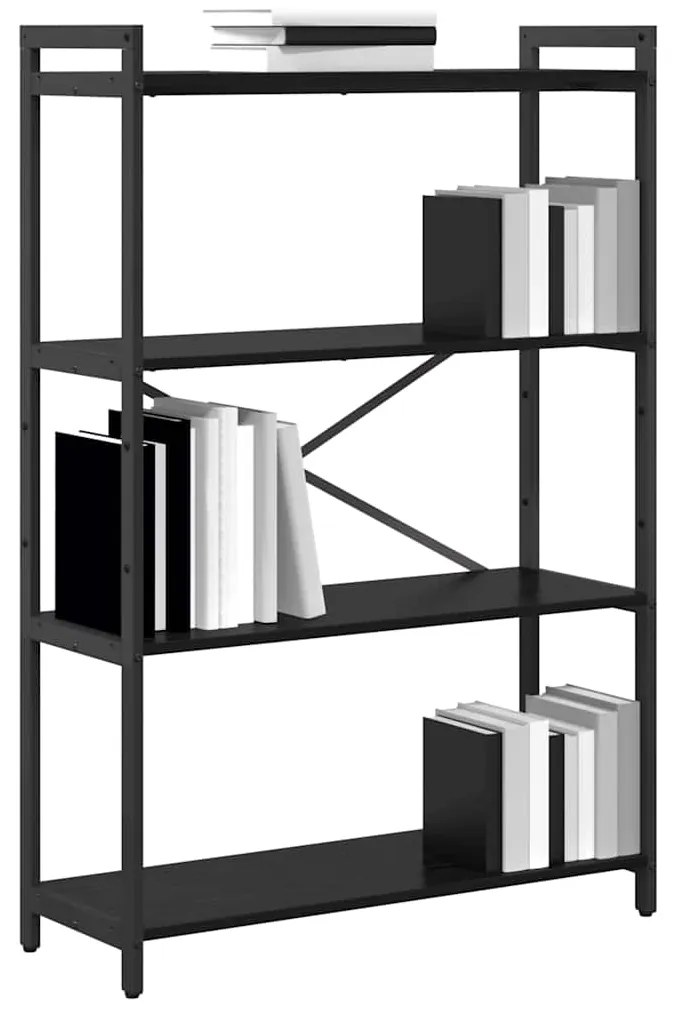 vidaXL Ράφι Βιβλίων Μαύρη Οξυά 80 x 30 x 120 εκ Επεξεργασμένο ξύλο