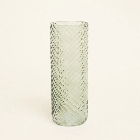 Beauty Home Γυάλινο Βάζο με Εφέ Στροβιλισμού 10cm x 26.5cm  Πράσινο