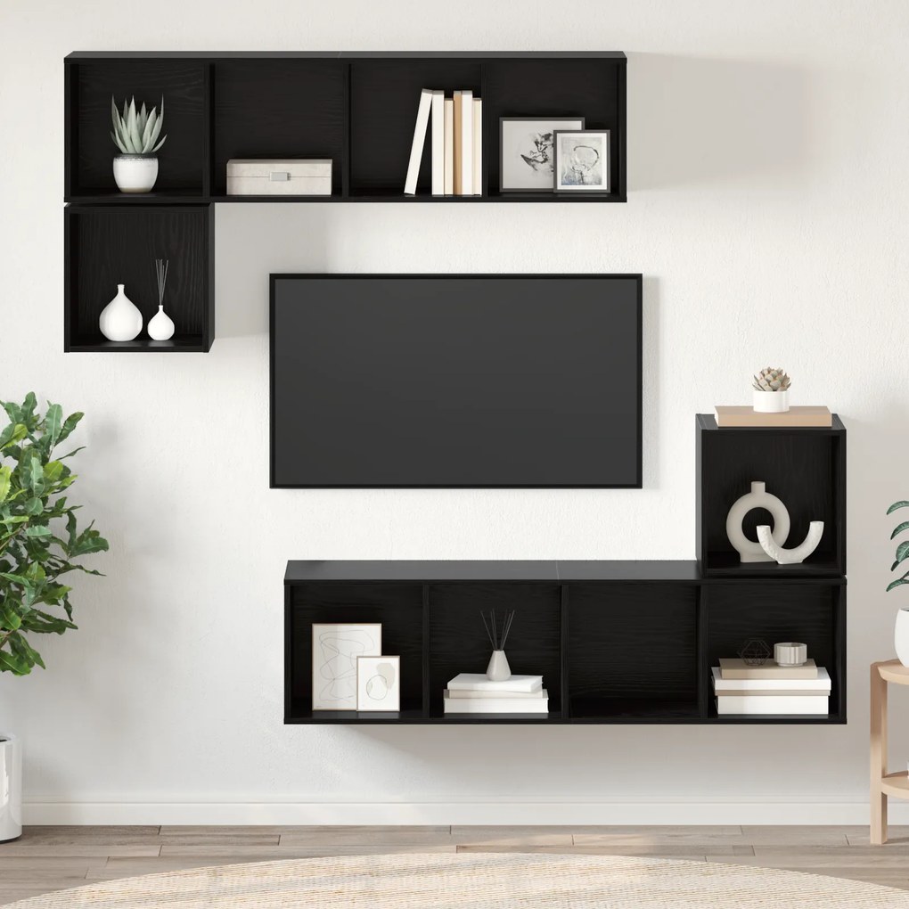 vidaXL Σετ επίπλου τηλεόρασης 4 pcs Μαύρη δρυς 37 x 37 x 142.5 εκ