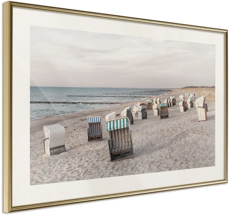 Αφίσα - Baltic Beach Chairs - 60x40 - Χρυσό - Με πασπαρτού