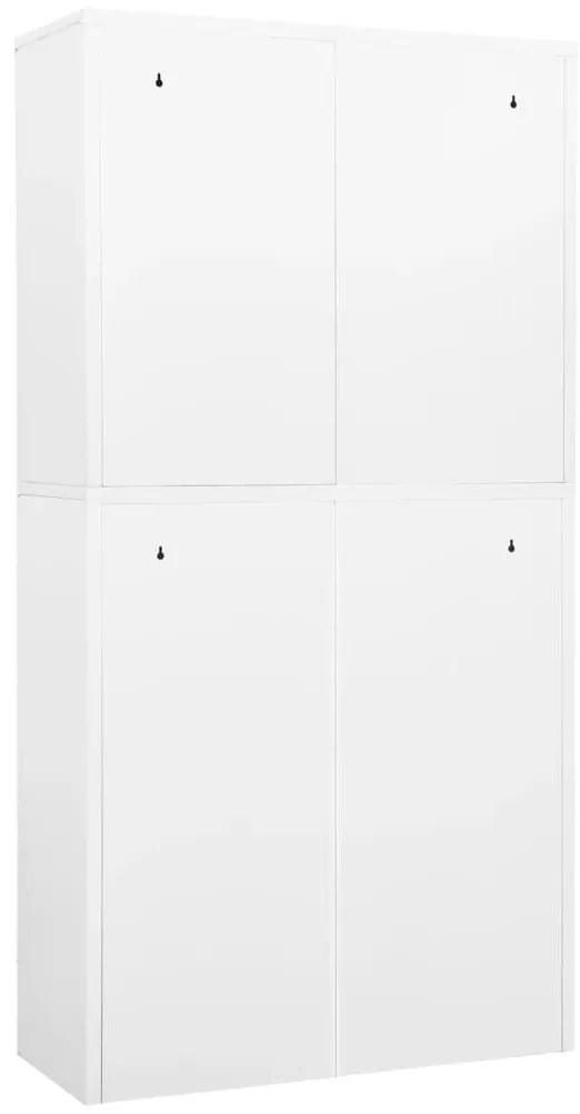 vidaXL Ντουλάπα Γραφείου Λευκή 90 x 40 x 180 εκ Ατσάλι / Ψημένο Γυαλί