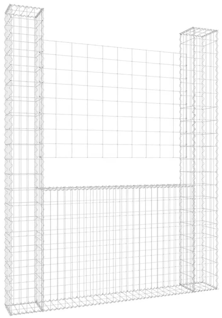vidaXL Συρματοκιβώτιο σε U Σχήμα με 2 Στύλους 140x20x200 εκ Σιδερένιο
