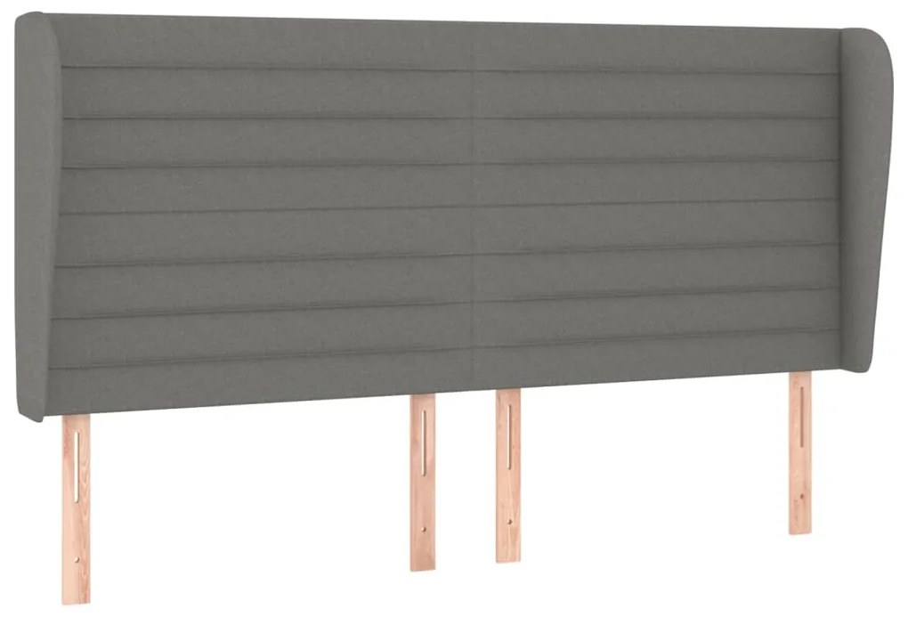 Κεφαλάρι με Πτερύγια Σκούρο Γκρι 163x23x118/128 εκ. Υφασμάτινο 3118103