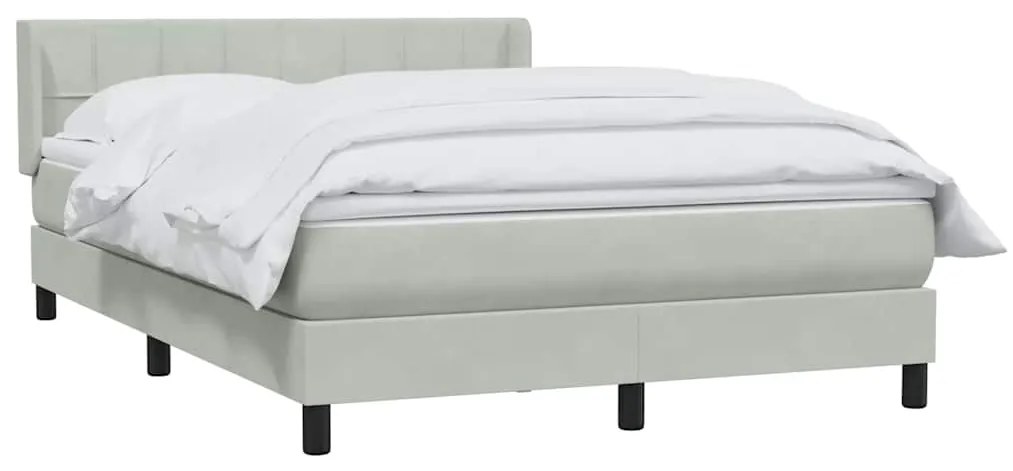 vidaXL Κρεβάτι Boxspring με Στρώμα Ανοιχτό Γκρι 140x220 εκ. Βελούδινο