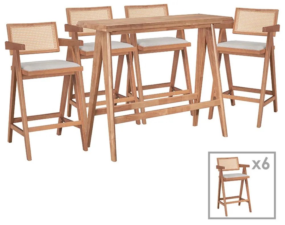 Τραπεζαρία Μπαρ Winslow I 247-000018 (Σετ 7Τμχ) 120x45x100cm Light Walnut Six Seater
