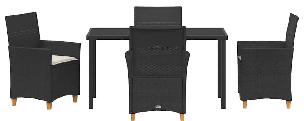 vidaXL Σέτ φαγητού για κήπο 5 pcs Μαύρο συνθετικό ρατάν