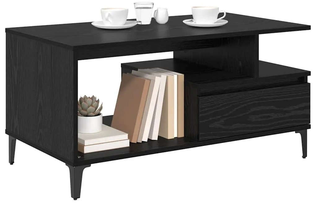 vidaXL Τραπεζάκι σαλονιού with Drawer Μαύρη δρυς 90 x 49 x 45 εκ