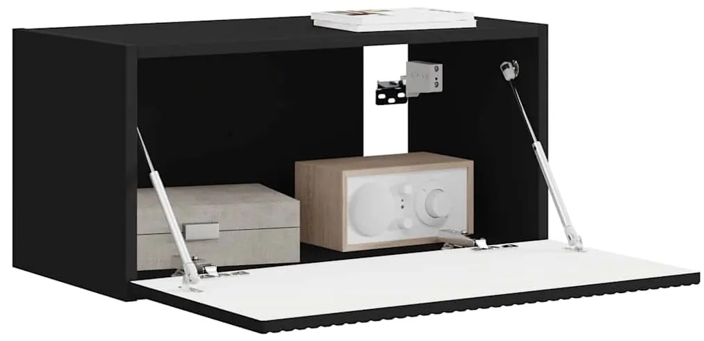 vidaXL Ντουλάπι Τηλεόρασης Τοίχου Επιτοίχιο Μαύρο 60 x 31 x 29.5 εκ