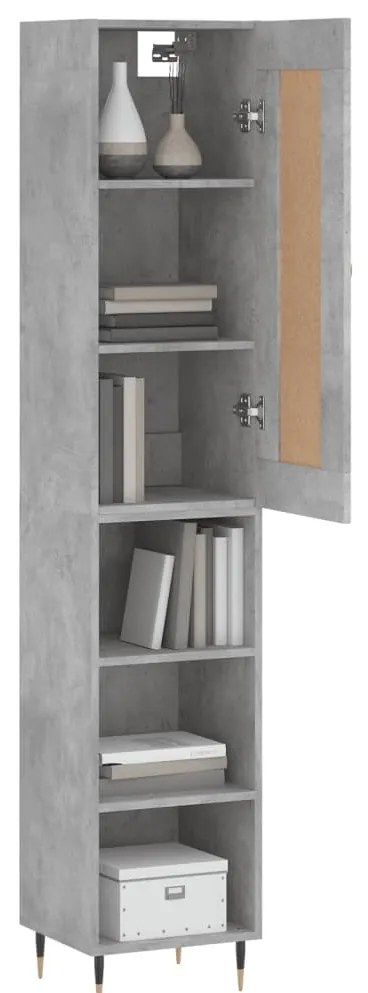 vidaXL Ντουλάπι Γκρι Σκυροδέματος 34,5x34x180 εκ. Επεξεργασμένο Ξύλο