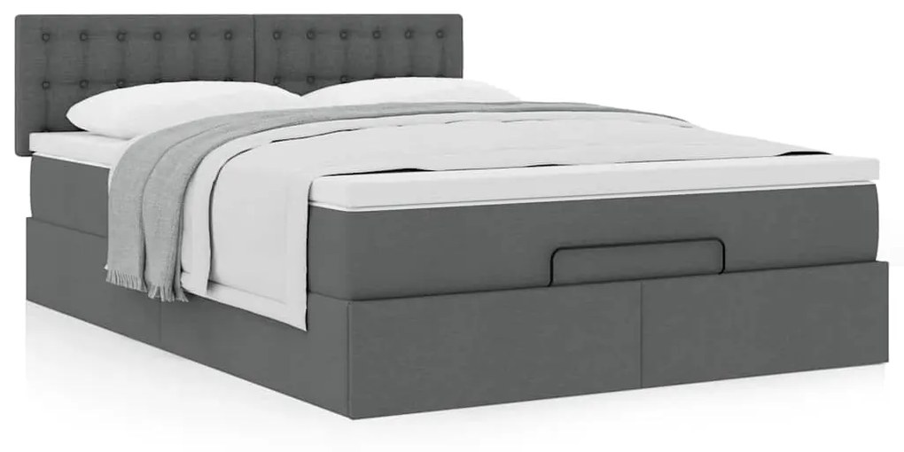 Οθωμανικό κρεβάτι με στρώμα Σκούρο γκρι 140x200cm ύφασμα