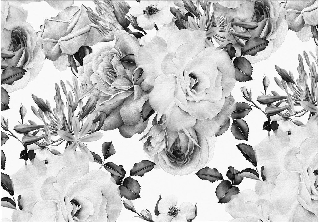 Αυτοκόλλητη φωτοταπετσαρία - Sentimental Garden (Black and White) - 245x175