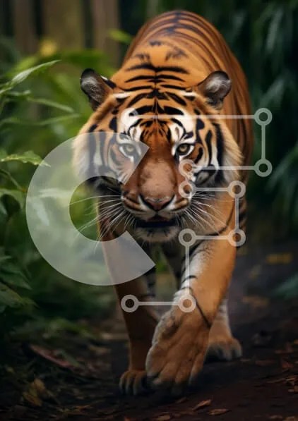Intra Συλλεκτικό Ξύλινο Παζλ Plywood  4mm - Majestic Tiger που περπατά στη φύση Σε Ξύλινο Κουτί - Διαστάσεις: 10x10 cm – 25 κομμάτια