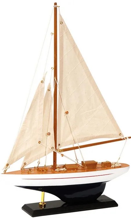 Ξύλινο Παραδοσιακό Καράβι 30x6,5xH43cm,Χρώμα Λευκό-Καφέ 50190315