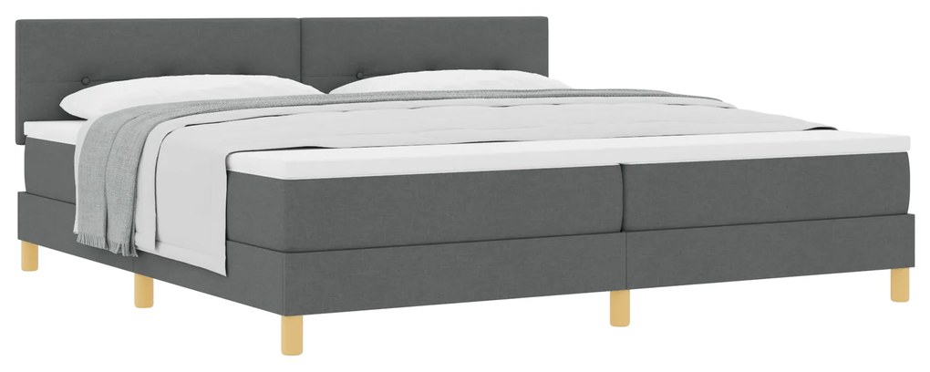 vidaXL Kρεβάτι Box Spring με Στρώμα Σκοτεινό Γκρι 200x200 εκ Ύφασμα