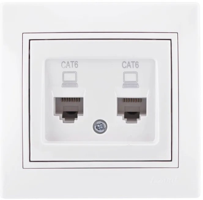 Lezard Πρίζα RJ45 1X8P με 2 Εξόδους Cat 6 Λευκό Mira (Πλήρης) 701.0202142