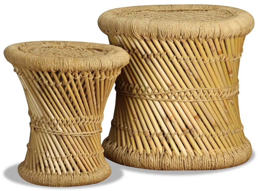 vidaXL Σκαμπό 2 τεμ. από Μπαμπού και Γιούτα