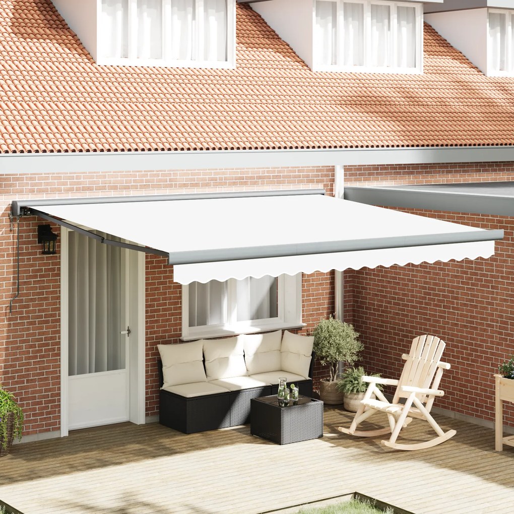 vidaXL Αυτόματη Ανασυρόμενη Τέντα Λευκή 400x300 cm