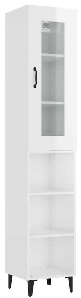 vidaXL Ντουλάπι Γυαλ. Λευκό 34,5 x 34 x 180 εκ. από Επεξεργασμένο Ξύλο