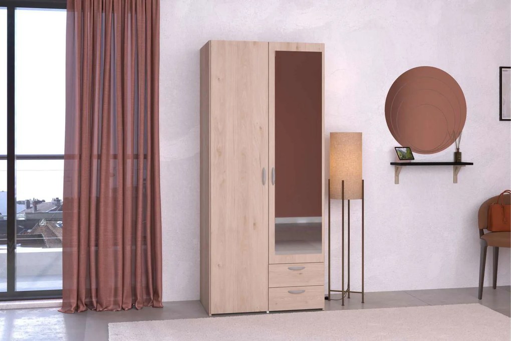 Ντουλάπα Dorm δίφυλλη με καθρέπτη-Fusiko