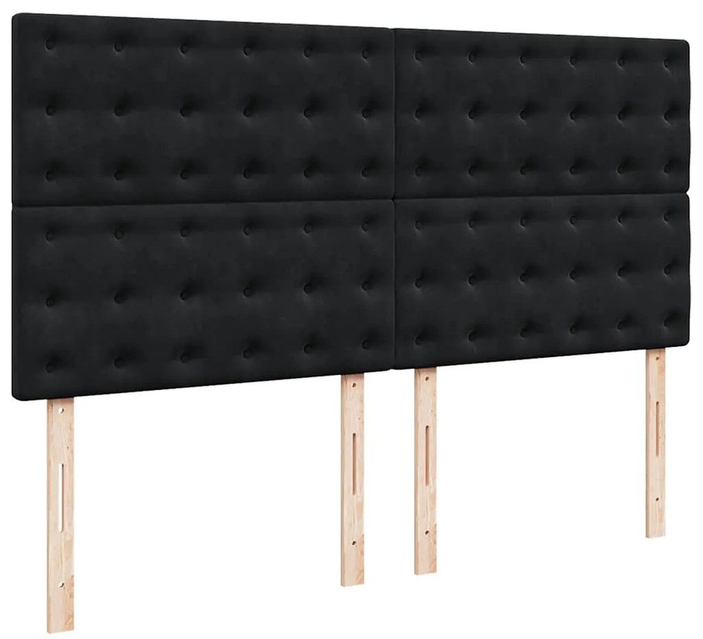 vidaXL Κρεβάτι Boxspring με Στρώμα Μαύρο 200x200 εκ. Βελούδινο