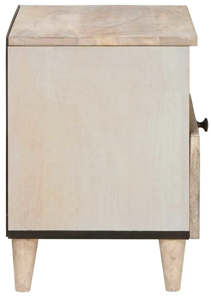 vidaXL Κομοδίνο με συρτάρι Μπεζ 40 x 33 x 46 εκ. Μασίφ ξύλο ακακίας