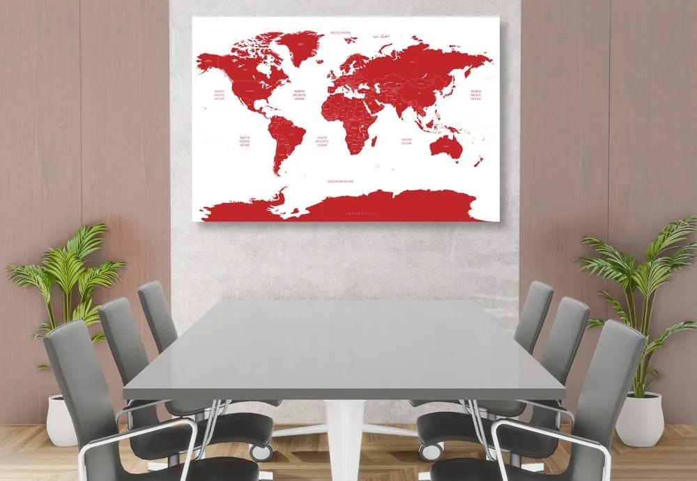 Εικόνα στον παγκόσμιο χάρτη φελλού με μεμονωμένες πολιτείες με κόκκινο χρώμα - 120x80  color mix