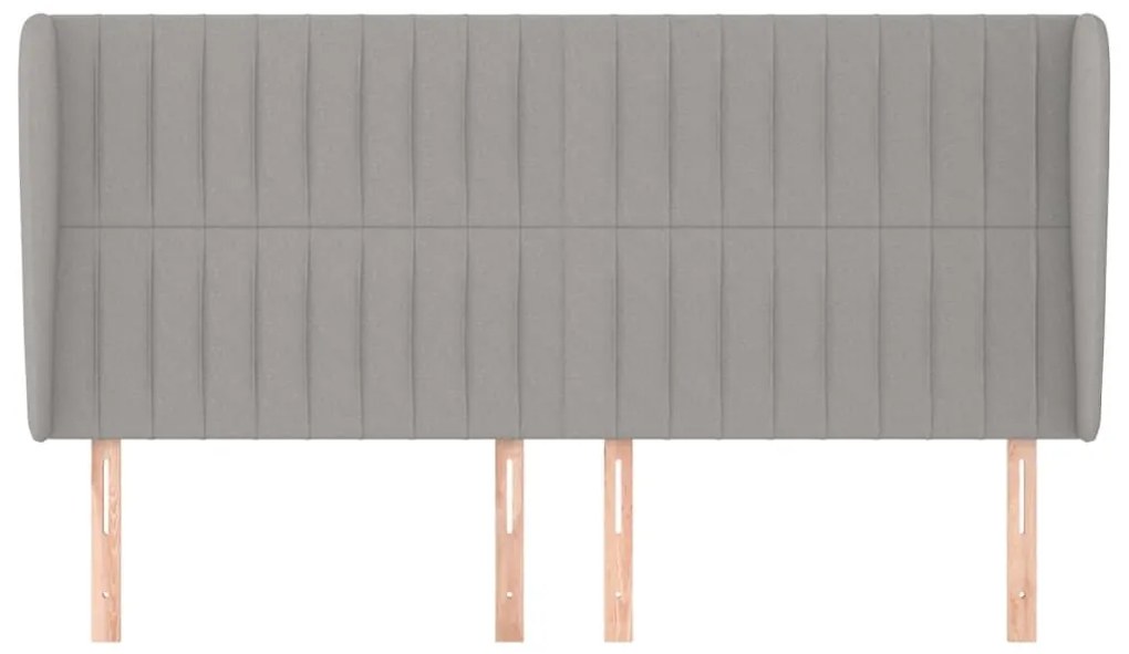 Κεφαλάρι με Πτερύγια Ανοιχτό Γκρι 163x23x118/128 εκ. Υφασμάτινο - Γκρι