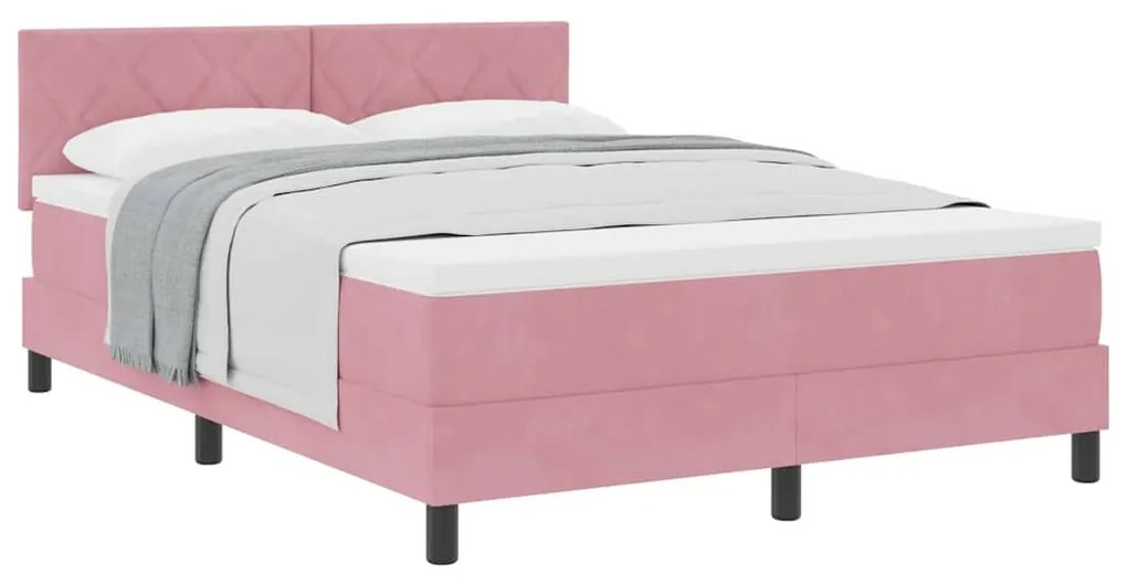 vidaXL Κρεβάτι με Ελατήρια και Στρώμα Ροζ 160 x 200 cm ύφασμα