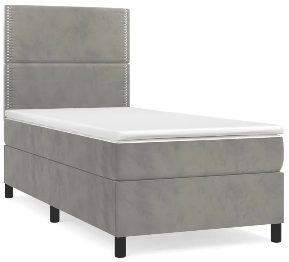 ΚΡΕΒΑΤΙ BOXSPRING ΜΕ ΣΤΡΩΜΑ ΑΝΟΙΧΤΟ ΓΚΡΙ 80X200 ΕΚ. ΒΕΛΟΥΔΙΝΟ 3142929