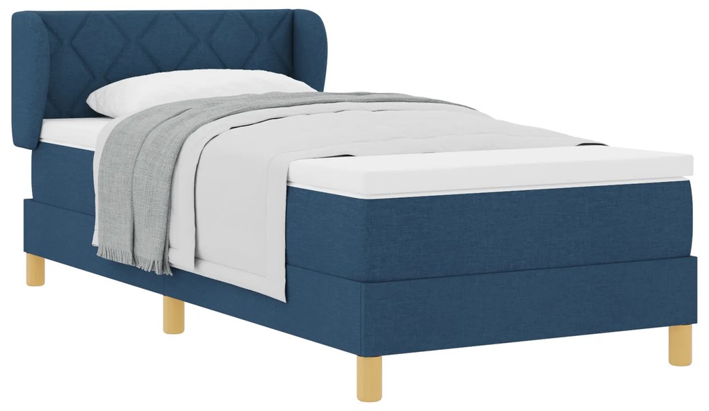 vidaXL Κρεβάτι Box Spring με Στρώμα Μπλε 90x200 εκ Υφασμάτινο