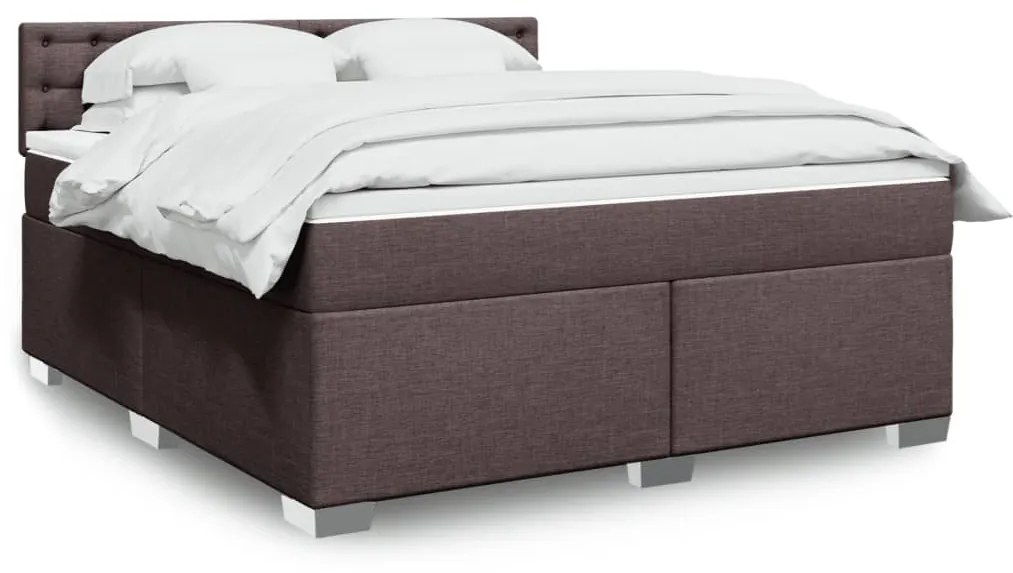 Κρεβάτι Boxspring με Στρώμα Σκούρο Καφέ 180x200 εκ Υφασμάτινο