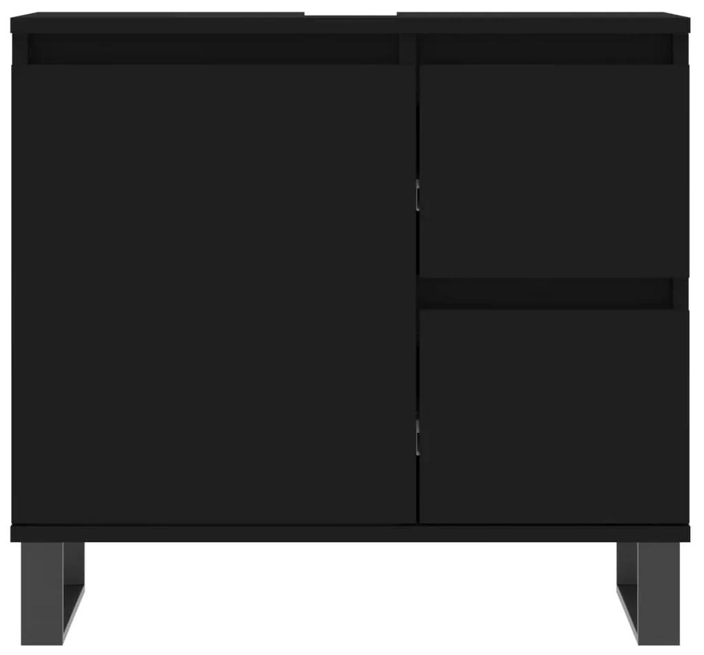 vidaXL Ντουλάπι Μπάνιου Μαύρο 65x33x60 εκ. Επεξεργασμένο Ξύλο
