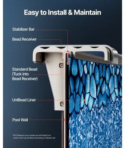 VEVOR Round Pool Liner 33ft Unibead Style Pool Liner 52in Wall Height