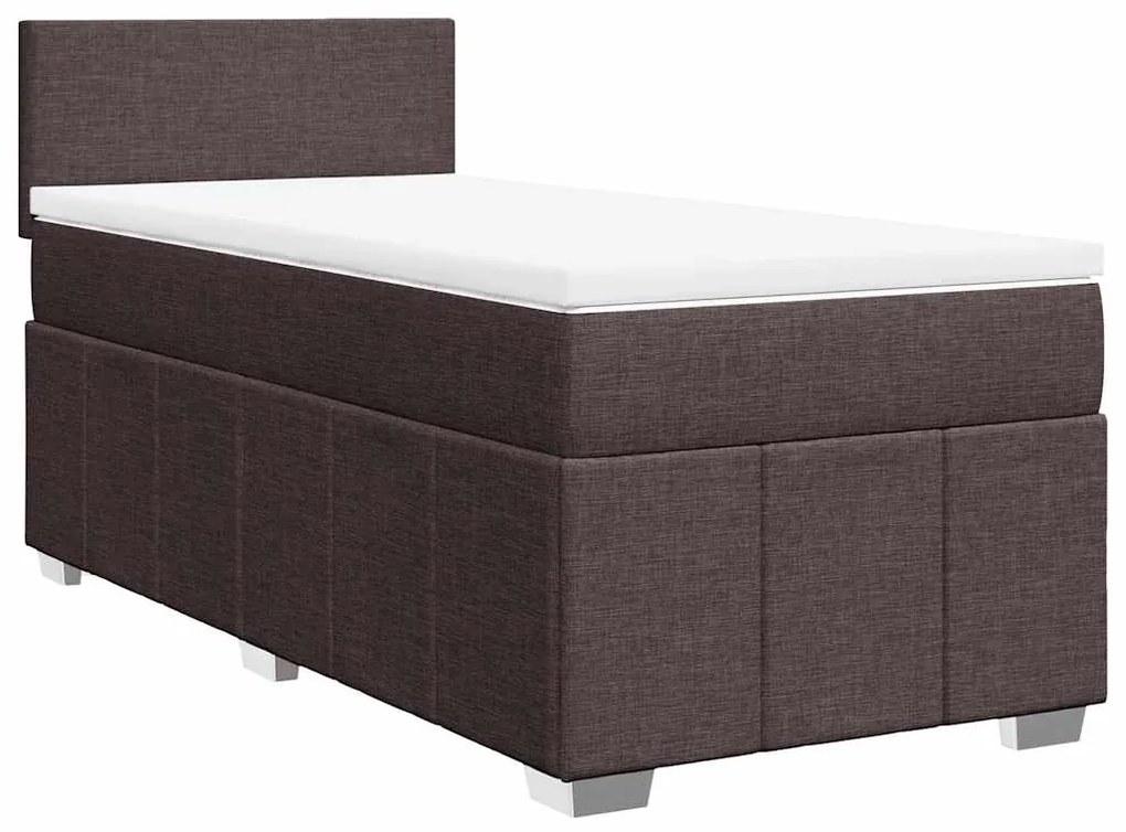 vidaXL Κρεβάτι Boxspring με Στρώμα Σκούρο Καφέ 90x200 εκ. Υφασμάτινο