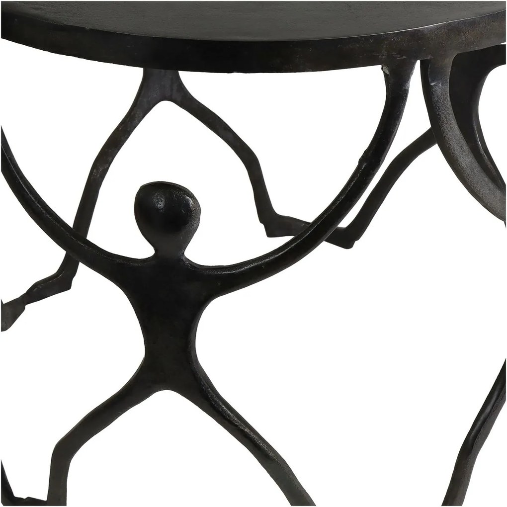 Τραπεζάκι ArteLibre Άνθρωποι Μαύρο Αλουμίνιο 58x58x49cm Σετ 2Τμχ