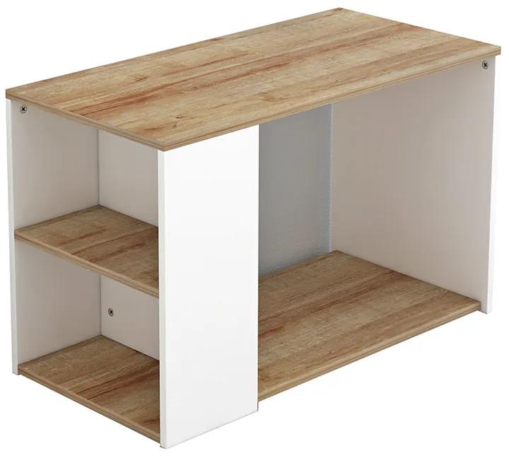 Τραπέζι σαλονιού Hattie φυσικό-λευκό 80x40x50εκ Υλικό: CLIPBOARD WITH MELAMINE 15mm 230-000006