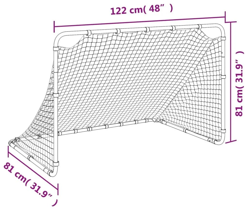 Τέρμα Ποδοσφαίρου 122 x 81 x 81 εκ. Ατσάλινο - Λευκό