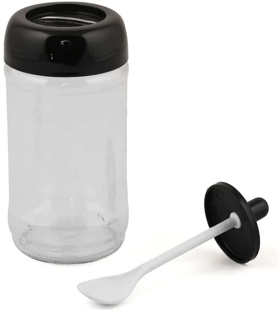 Βάζα Μπαχαρικών (Σετ 12Τμχ) 430KSV1468 6,5x6,5x13cm 300ml Clear-Black Hermia Γυαλί