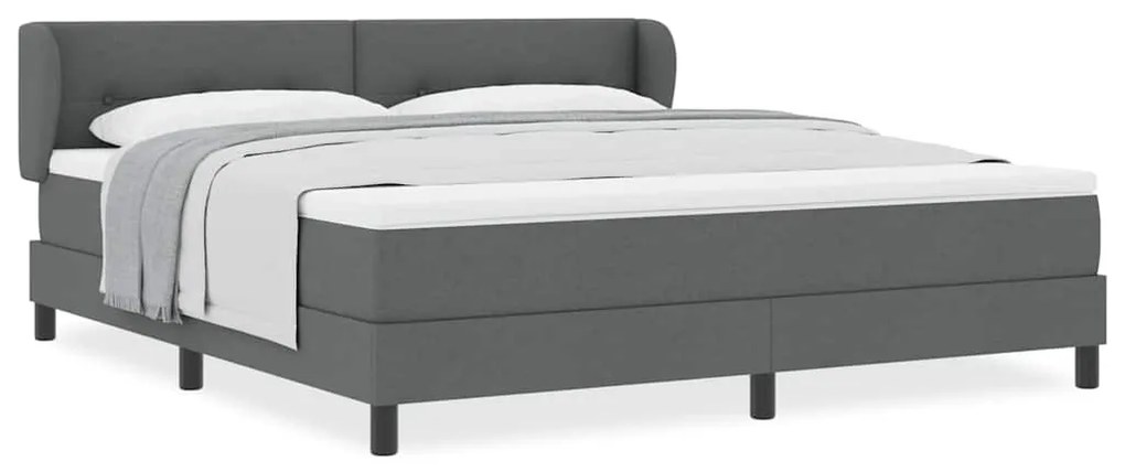 vidaXL Κρεβάτι box spring με στρώμα Σκούρο γκρι 180 x 200 cm ύφασμα