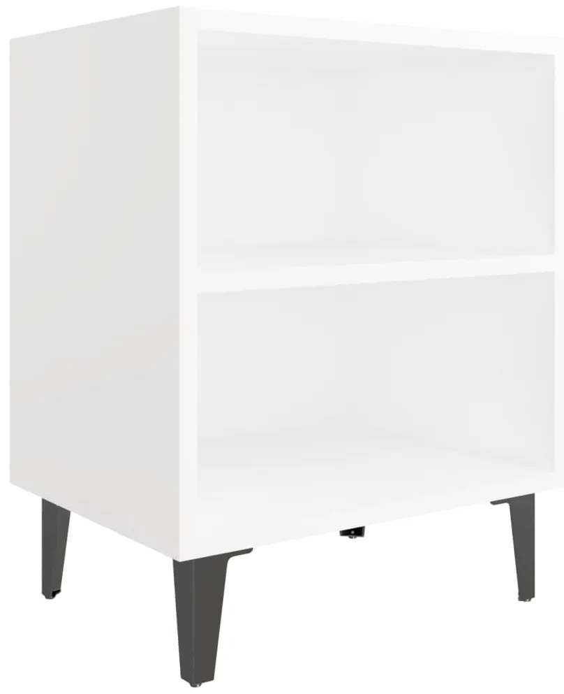 vidaXL Κομοδίνα 2 τεμ. Λευκά 40 x 30 x 50 εκ. με Μεταλλικά Πόδια