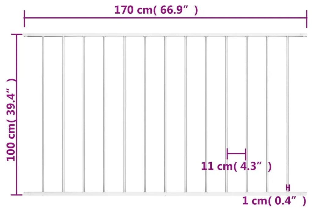vidaXL Πάνελ Περίφραξης Λευκό 1,7x1 μ. Ατσάλι με Ηλεκτροστατική Βαφή