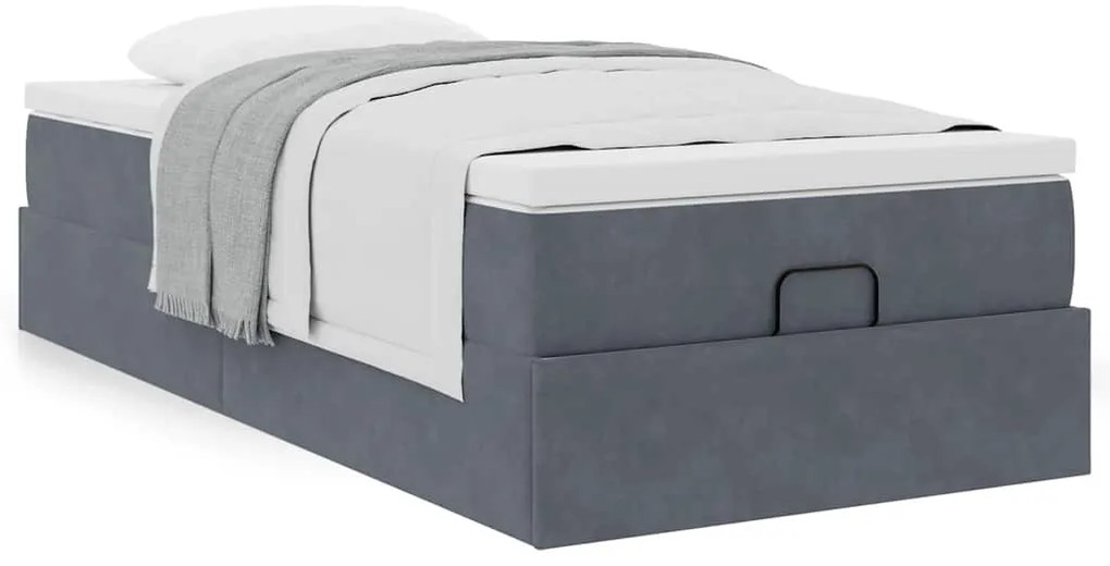 vidaXL Οθωμανικό κρεβάτι με στρώμα σκούρο γκρι 80x200cm Velvet