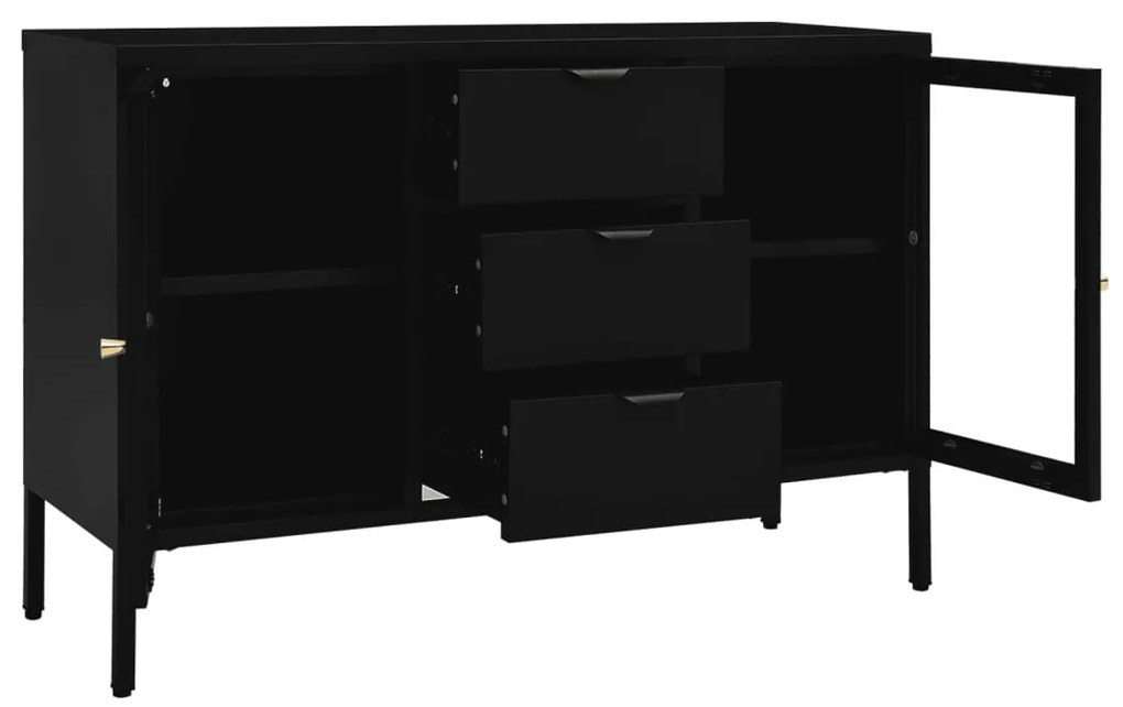 vidaXL Μπουφές Μαύρος 105 x 35 x 70 εκ. από Ατσάλι και Ψημένο Γυαλί