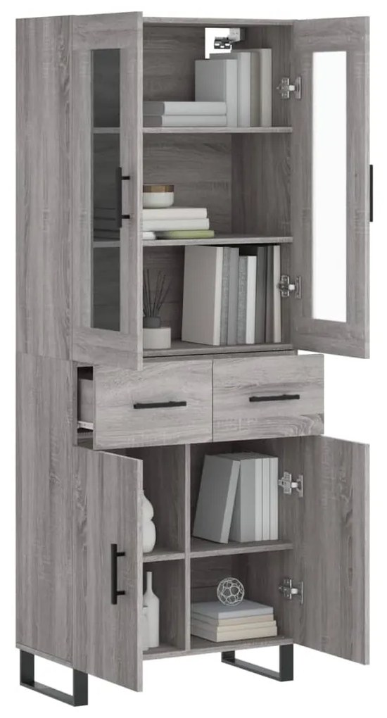 vidaXL Ντουλάπι Γκρι Sonoma 69,5 x 34 x 180 εκ. Επεξεργασμένο Ξύλο