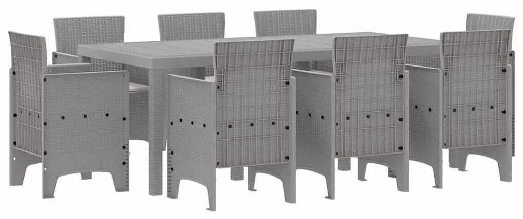 vidaXL Σέτ φαγητού για κήπο 9 pcs Ανοιχτό γκρι Πολυπροπυλένιο