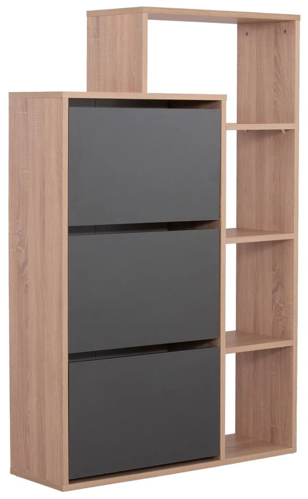 Παπουτσοθήκη Robben Μελαμίνη Σε Ανθρακή-Oak 90x29.5x142.5Υεκ.