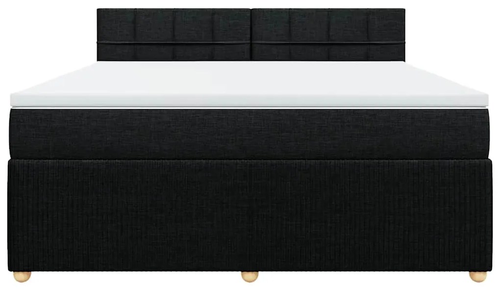 vidaXL Κρεβάτι Boxspring με Στρώμα Μαύρο 180x200 εκ. Υφασμάτινο