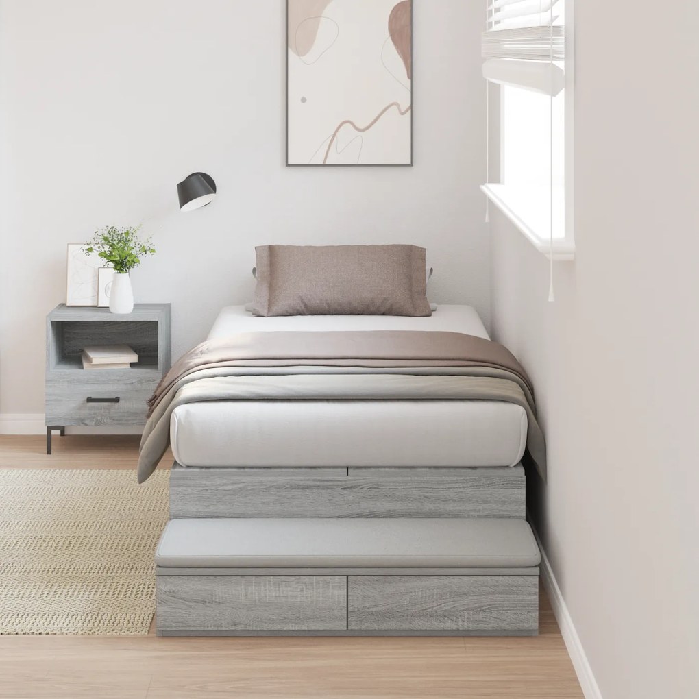 vidaXL Κρεβάτι με αποθηκευτικό χώρο Γκρι Sonoma 80x200 εκ