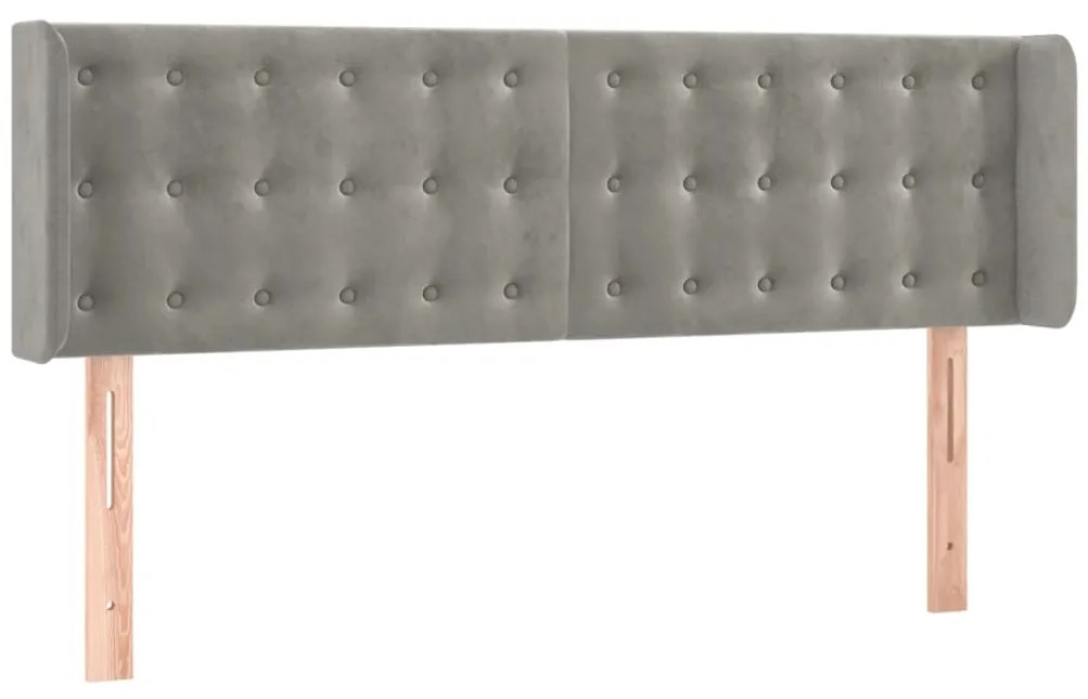 vidaXL Κεφαλάρι με Πτερύγια Ανοιχτό Γκρι 147x16x78/88 εκ. Βελούδινο