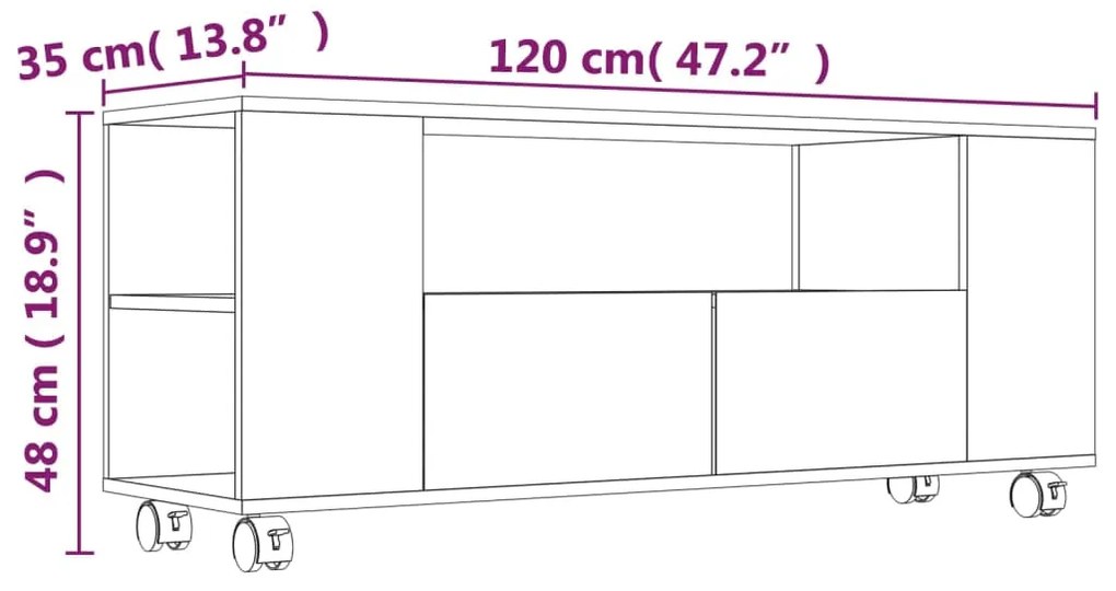 Έπιπλο Τηλεόρασης Γκρι 120x35x48 εκ. Επεξεργασμένο Ξύλο - Γκρι